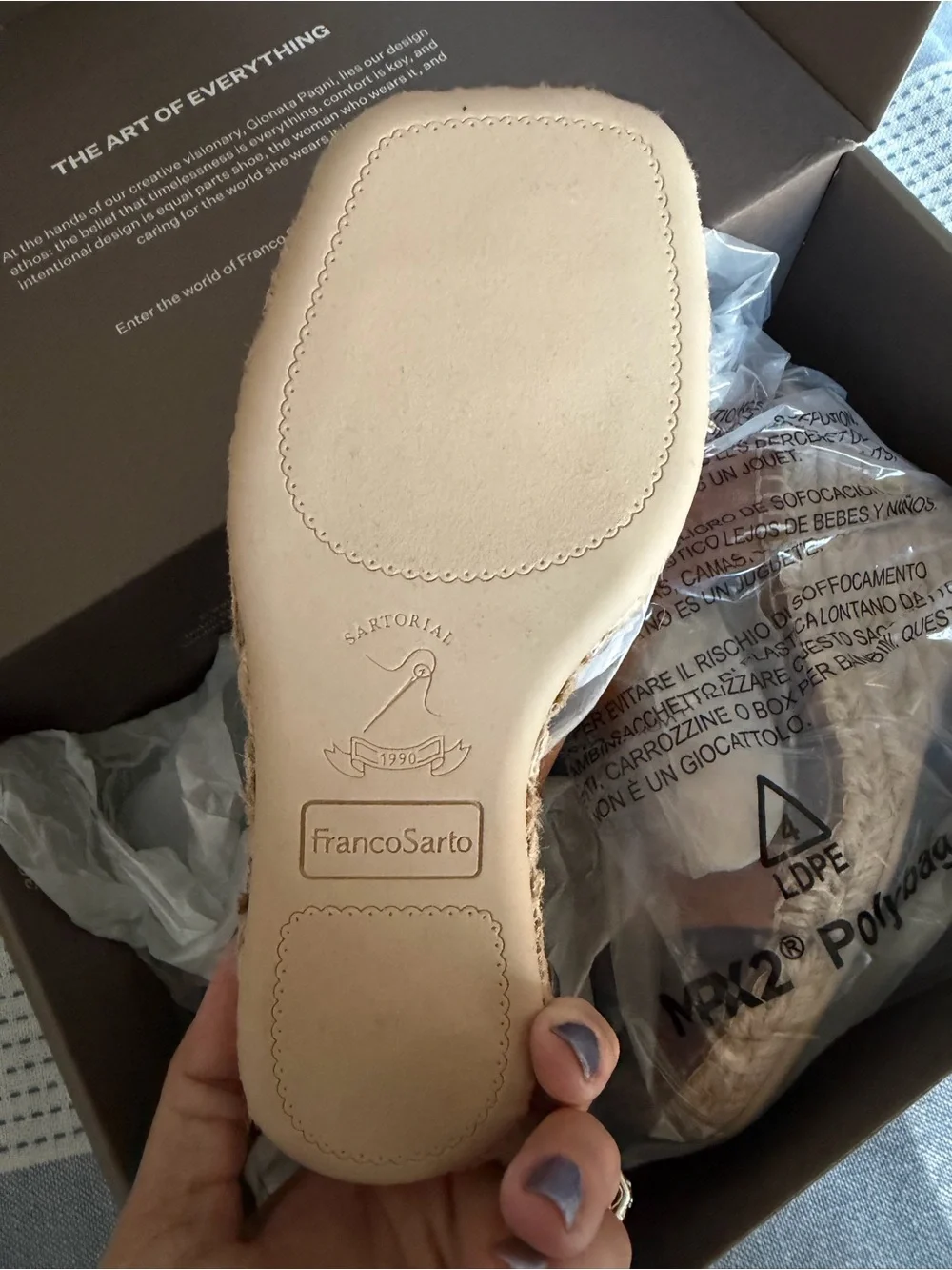 Franco Sarto Farren Leather Wedge Espadrille Sandals